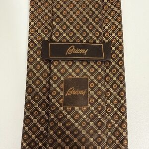Brioni NEW Men's Recent Tie Geometric Copper Woven Silk Italy 3.5" (W) 60.5" (L)